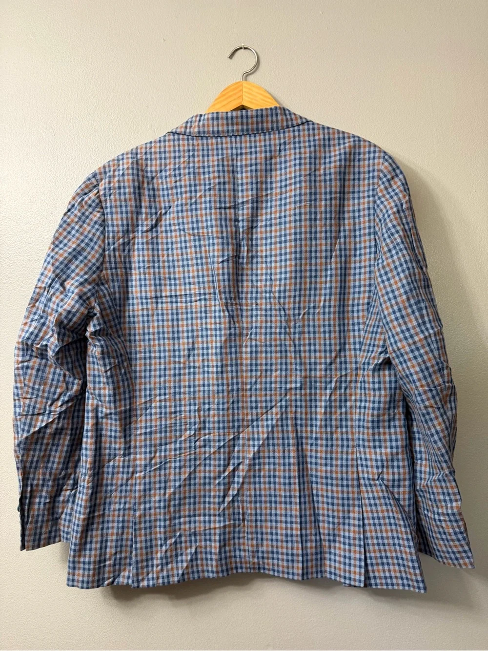 TailorByrd Blue & Brown Plaid Men's Blazer 44R